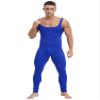 Vxuxlje Men's One Piece Athletic Unitard Square Neck Bodysuit Gymnastics Leotard Tight Jumpsuits Blue 3X-Large view 3