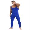 Vxuxlje Men's One Piece Athletic Unitard Square Neck Bodysuit Gymnastics Leotard Tight Jumpsuits Blue 3X-Large view 4