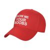 Show Me Your Boobs Peaked Cap Men Women Adjustable Trendy Curved Brim Baseball Caps Red view 1