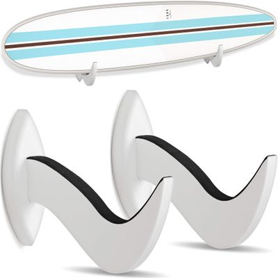 Hang 11 Surfboard Wall Mount - Surf Board Wall Hangers, Surfboard Mount, Beautiful Sustainable Wooden Rack, Perfect to Display Your Board, Surf Racks, Horizontal Hanger, Surfing Accessories (White)