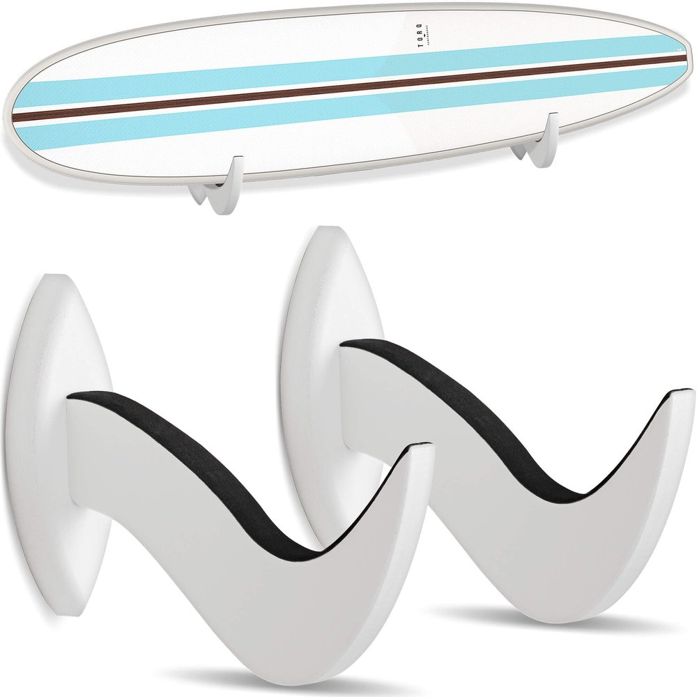 Hang 11 Surfboard Wall Mount - Surf Board Wall Hangers, Surfboard Mount, Beautiful Sustainable Wooden Rack, Perfect to Display Your Board, Surf Racks, Horizontal Hanger, Surfing Accessories (White)