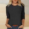 Womens Plus Size Tops Crewneck Eyelet Embroidery Cutout Short Sleeve Tshirts Summer Plain Slim Comfy Button Blouses Eyelet Embroidery Short Sleeve Tops Shirts Solid Retro Plain Holiday T-Shirts Black view 2