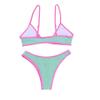 Women's Letter Skull Print Goth Swimsuit 2 Piece Sexy Triangle Bikini Bathing Suit for Rave Festival Halloween Green view 2