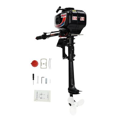 3.5HP Outboard Motor, 2 Stroke Fishing Boat Engine Water Cooled Gasoline Model, 52cc Heavy Duty Outboard Engine, CDI Ignition System, For Water Transportation and River Cleaning, 1100-1200rpm