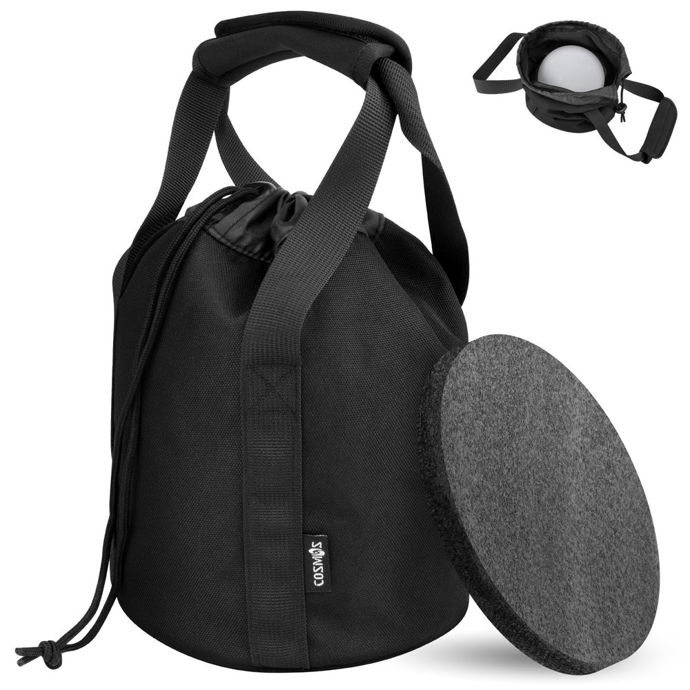 Cosmos Shot Put Bag with Comfortable Handle and Foam Pad, Portable Shot Put Ball Carry Bag for Carrying Single Ball from 6 LBS to 16 LBS (Black)