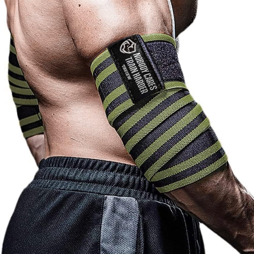 Elbow Wraps for Weightlifting (1 Pair), 47" Elastic Elbows Support & Compression Powerlifting, Fitness, Cross Training & Gym Workout - Elbow Straps for Weight Lifting