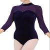 Dance Elite - Pia - Velvet & Net Dance Leotard For Women. Leotards for Women Ballet and Dance (Dark Purple, Adult S) view 1