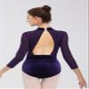 Dance Elite - Pia - Velvet & Net Dance Leotard For Women. Leotards for Women Ballet and Dance (Dark Purple, Adult S) view 2