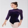 Dance Elite - Pia - Velvet & Net Dance Leotard For Women. Leotards for Women Ballet and Dance (Dark Purple, Adult S) view 3