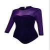 Dance Elite - Pia - Velvet & Net Dance Leotard For Women. Leotards for Women Ballet and Dance (Dark Purple, Adult S) view 4