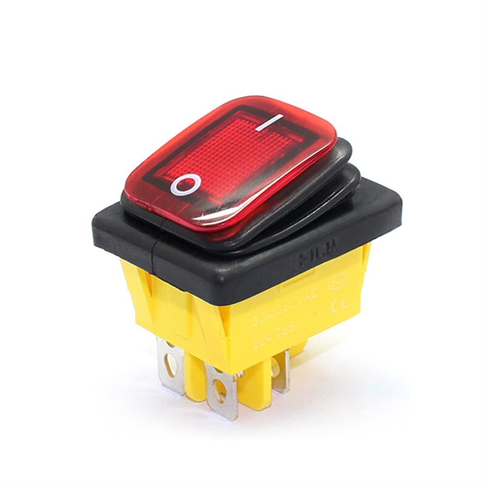 EAMOM 5pcs 250VAC KCD4 201 Waterproof 203 Rocker Switch DPST 4pin on 12V 220V LED (Color : Red, Size : 16A-12V)