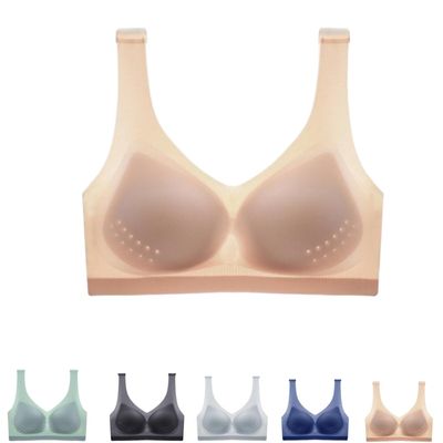 AFGQIANG Ultra-Thin Ice Silk Lifting Bra, Breathable Cool Liftup Air Bra,Seamless Wire Free Windy Bra,Ultra Thin Ice Silk Bras (US, Alpha, 3X-Large, Regular, Regular, Nude)