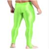 Miutii Men's Silky Compression Tights Pant Quick Dry Base Layer Breathable Training Long Trousers Fluorescent Green B Large view 4