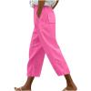 bawilom Capris for Women Summer Casual Loose Fit Cropped Pants Workout Drawstring Elastic Waist Lounge Trousers with Pockets Pink view 1