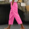 bawilom Capris for Women Summer Casual Loose Fit Cropped Pants Workout Drawstring Elastic Waist Lounge Trousers with Pockets Pink view 2