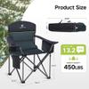 2 Pack Oversized Folding Camping Chairs High Back Heavy Duty Padded Lawn Chair for Adults Support up to 450lbs with Cup Holder, Side Pocket Cooler Bag, Green view 2