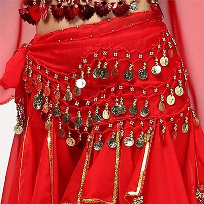 Danolapsi Buy Home Dangling Gold Belly Dance Hip Skirt Scarf Wrap Belt (Black) red