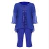 Hularka Women's Mother of The Bride Pants Suits Chiffon Lace 3 Piece Wedding Guest Outfits Evening Gowns Sets Q Blue X-Large view 1