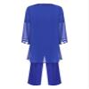 Hularka Women's Mother of The Bride Pants Suits Chiffon Lace 3 Piece Wedding Guest Outfits Evening Gowns Sets Q Blue X-Large view 2