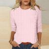 Womens Plus Size Tops Crewneck Eyelet Embroidery Cutout Short Sleeve Tshirts Summer Plain Slim Comfy Button Blouses Eyelet Embroidery Short Sleeve Tops Shirts Solid Retro Plain Holiday T-Shirts view 2
