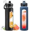 Kodrine Water Bottle With Straw 24 oz Glass Water Bottle Black and 32 oz Water Bottle Navy Blue Bundle Items view 1