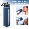 Kodrine Water Bottle With Straw 24 oz Glass Water Bottle Black and 32 oz Water Bottle Navy Blue Bundle Items view 4