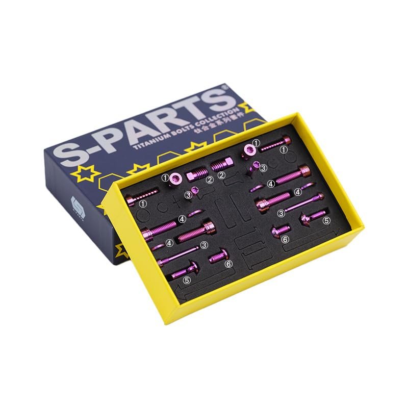 S-PARTS Titanium Disc Brake Screw Set for Magura MT4/5/7/8 and Accessory Screws (Purple, MT7)