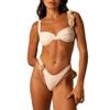 Women's 2 Piece Rose Floral Appliques Bikini Set Elegant Ruched Underwire Swimsuit High Cut Bathing Suit view 1