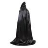 Grebrafan Unisex Hooded Cloak Satin Full Length Witch Wizard Cape (X-Large, Black) view 3