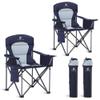 2 Pack Oversized Folding Camping Chairs High Back Heavy Duty Padded Lawn Chair for Adults Support up to 450lbs with Cup Holder, Side Pocket Cooler Bag, Blue view 1