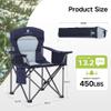 2 Pack Oversized Folding Camping Chairs High Back Heavy Duty Padded Lawn Chair for Adults Support up to 450lbs with Cup Holder, Side Pocket Cooler Bag, Blue view 2