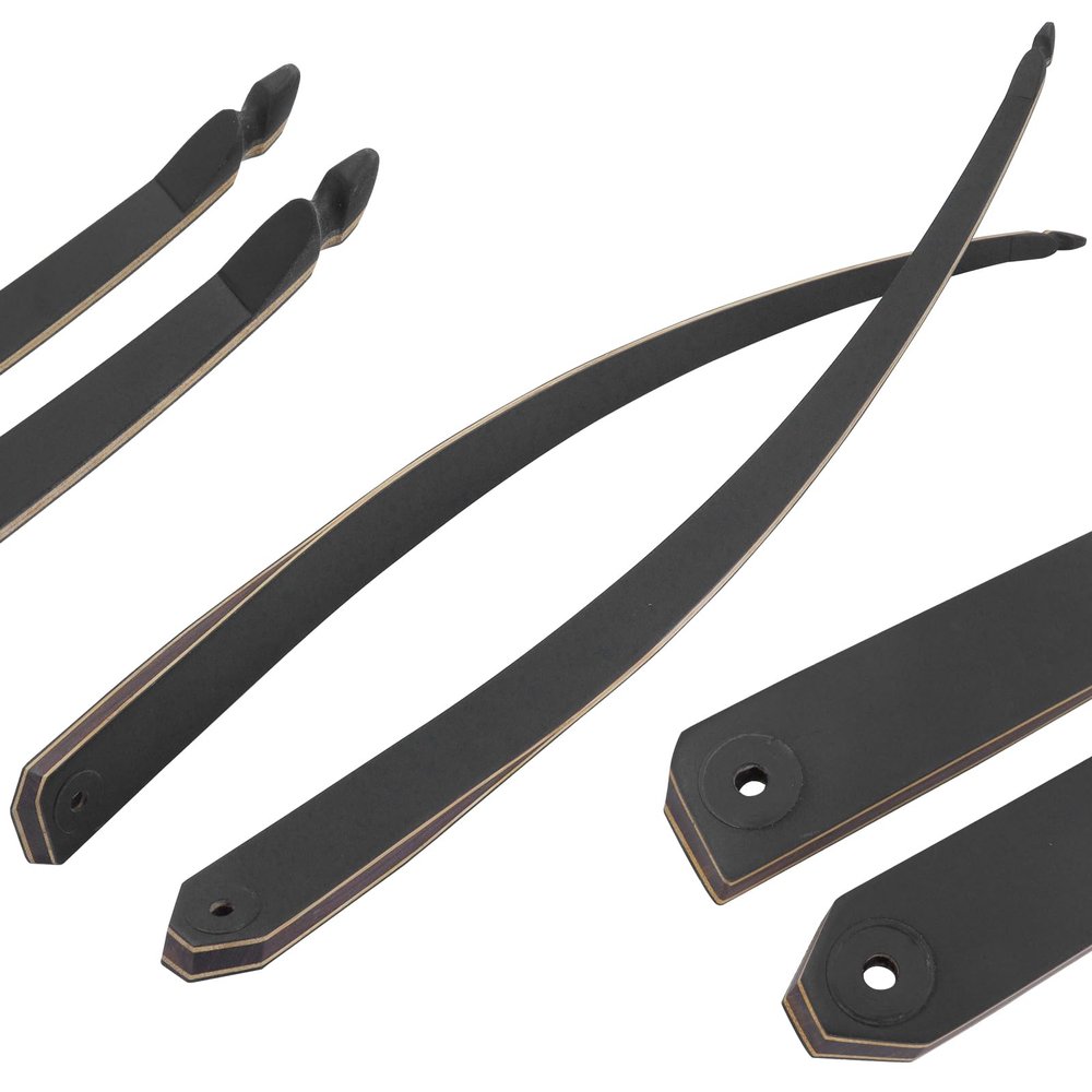 Replacement Longbow Limbs for Left Hand Black Hunter Bow Riser Laminated Archery Longbow Limb with Hard Maple for Shooting Target (50lbs)