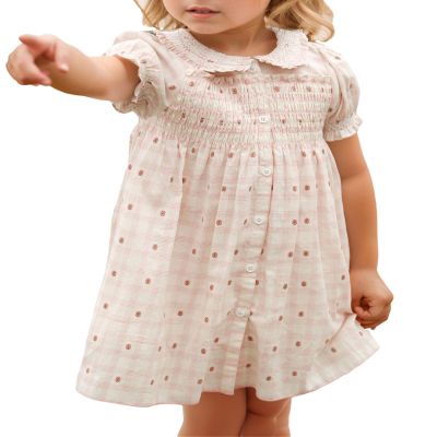 Baby Girls Long Sleeve Smocking Clothing Toddler Fall Floral Smocked Dress Vintage Dresses for Christmas Birthday Holiday (US, Age, 3 Years, Pink)