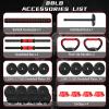 85LB Adjustable Dumbbells Sets, 4 in 1 Free Weight Set Adjustable Weight Dumbbell Set, Weights Home Gym Equipment with Dumbbell, Barbell, Kettlebell, Push-Up Modes for Total Body Workouts (Red) view 4