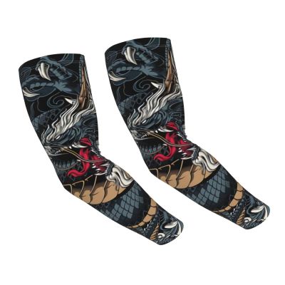 LVGOOKI Red Dragon Arm Sleeves Dragon Sports Sleeves Cool Dragon Sports Sun Protection Cooling Sleeve for Men & Women
