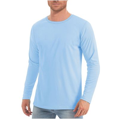 Generic Mens UPF 50+ UV Sun Protection Shirts Outdoor Long Sleeve SPF Rash Guard T-Shirt Lightweight Quick Dry Athletic Workout Tops, Large