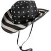 Straw Cowboy Hat for Men Women Stripe Star Sun Hat Cowgirl National Day Panama with Chin Strap Summer Sombrero Parade Bucket Black view 1