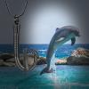 AIWENXI Fishhook Urn Necklace for Ashes Mini Cross Cremation Jewelry Stainless Steel Fishing Keepsake Ash Pendant Heaven Memorial Cremation Jewelry for Women Men Gifts view 4