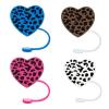 5pcs Straw Lid Reusable Silicone Straw Covers Heart-Shaped Leopard Print Straw Plug For Tumblers Cup Accessories Home Straw Cover For Party view 2