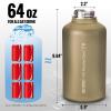 ONETIGRIS Tactical Half Gallon Water Bottle with Straw - 64 oz Vacuum Insulated Stainless Steel Water Jug, Leakproof Sport Bottle with 3 BPA Free Lids, Paracord Handle & MOLLE Water Pouch for Outdoor view 3