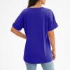 slqdgmryz Womens V Neck T Shirts Summer Cute Short Sleeve Tops 2025 Casual Plain Loose Fit Pocket Dressy Blouses Spring Trending Long Tunic Tops to Wear with Leggings Country Outfits Blue view 4