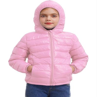 ACSUSS Kids Teens Winter Coat Puffer Jackets Boys Girls Long Sleeve Zip Up Hoodie Ultra Lightweight Down Coat Pink 9-10 Years