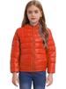 ACSUSS Kids Teens Winter Coat Puffer Jackets Boys Girls Long Sleeve Zip Up Hoodie Ultra Lightweight Down Coat Orange 9-10 Years view 2
