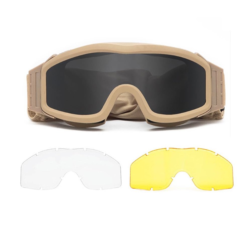 LEJUNJIE Airsoft Goggles, Tactical Safety Goggles Anti Fog Paintball Goggles with 3 Interchangeable lens Hunting Cycling
