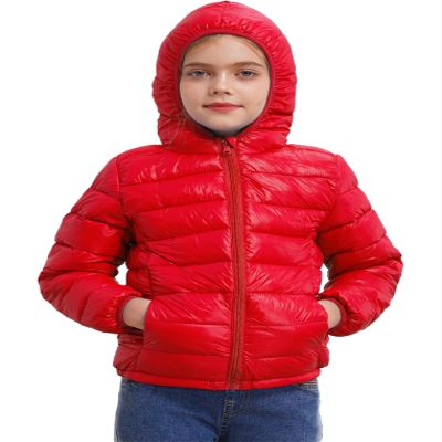 ACSUSS Kids Teens Winter Coat Puffer Jackets Boys Girls Long Sleeve Zip Up Hoodie Ultra Lightweight Down Coat Red 15-16 Years