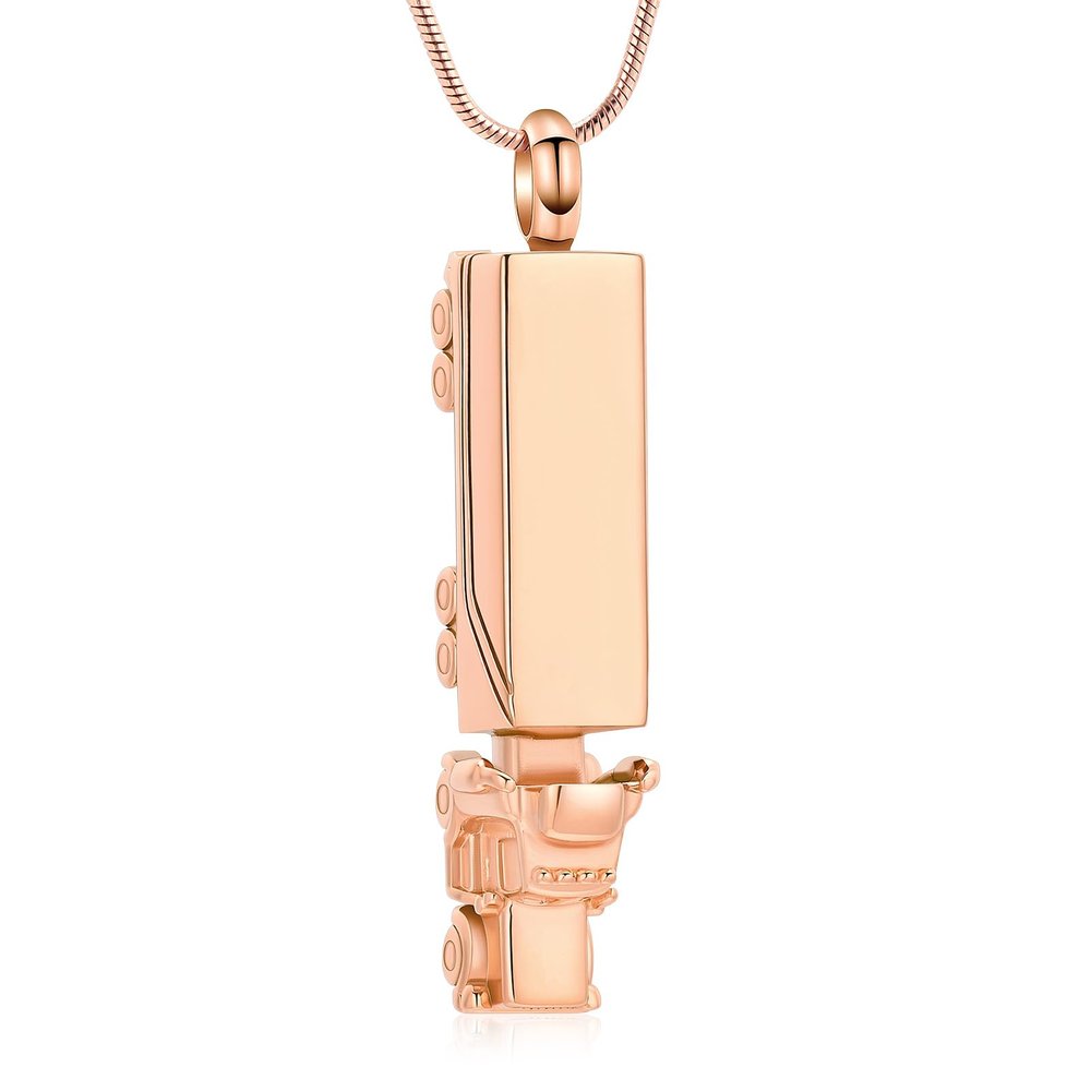 AIWENXI Urn Necklace for Ashes for Men Truck Cremation Jewelry Adults Stainless Steel 18 Wheeler Semi Truck Keepsake Urn Pendant Ashes Memorial Necklaces Jewelry Locket Gifts