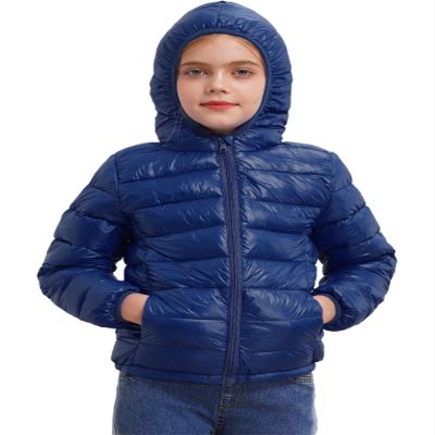 ACSUSS Kids Teens Winter Coat Puffer Jackets Boys Girls Long Sleeve Zip Up Hoodie Ultra Lightweight Down Coat Dark Navy 11-12 Years