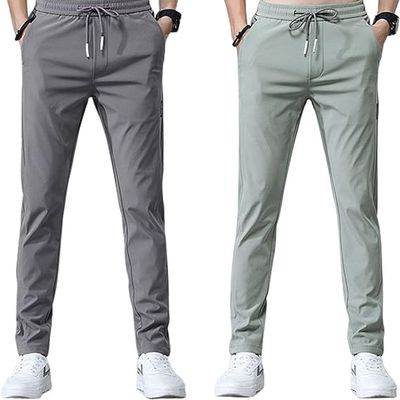 2PCS Fast Dry Stretch Pants Light and Thin, Unisex Quick Dry Pull-On Stretch Pants, Beva Wear Glide Pants (E,XL)