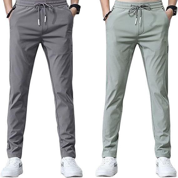 2PCS Fast Dry Stretch Pants Light and Thin, Unisex Quick Dry Pull-On Stretch Pants, Beva Wear Glide Pants (E,XL)
