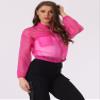 Allegra K Sheer Bomber Jacket for Women's Zip Up Long Sleeve See Through Jackets Small Hot Pink view 3